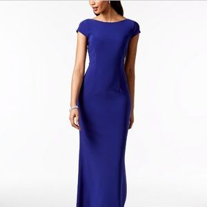 NWT: Betsy & Adam Bow-Back Gown in eclectic blue